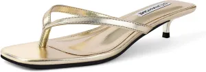 STUNAHOME Womens Kitten Heel Thong Sandals with Memory Foam Cute Flip Flop Heels for Women 1.4 Inches