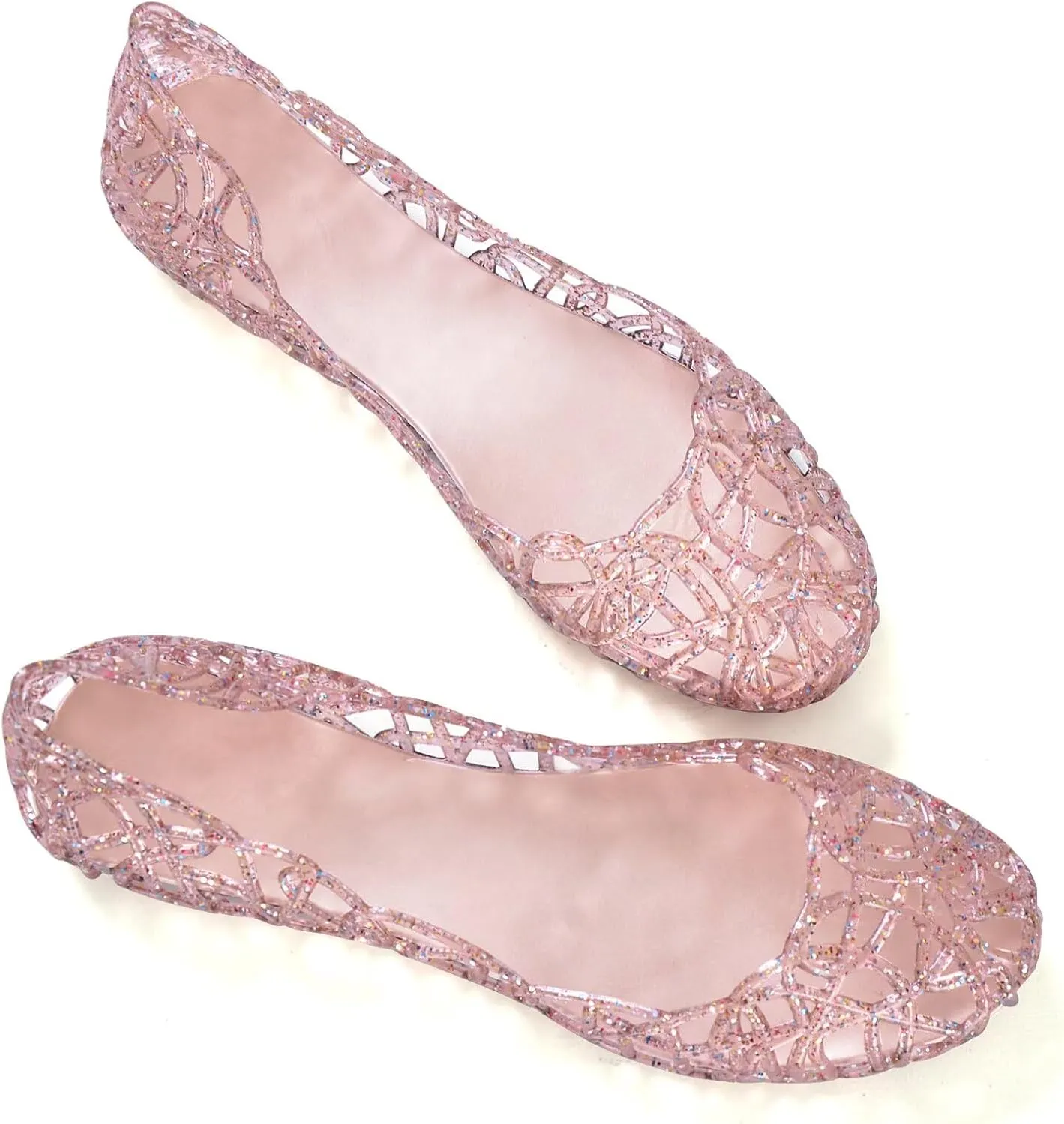Stunner Women's Beach Jelly Shoes Slip On Crystal Summer Soft Hollow Ballet Flats