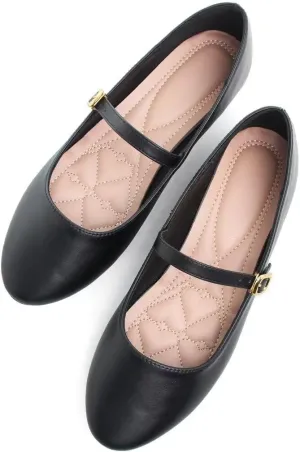 Stunner Women's Mary Jane Flats Fashion Round Toe Ballet Flats Comfortable Ankle Strap Flats Slip On Dress Flats