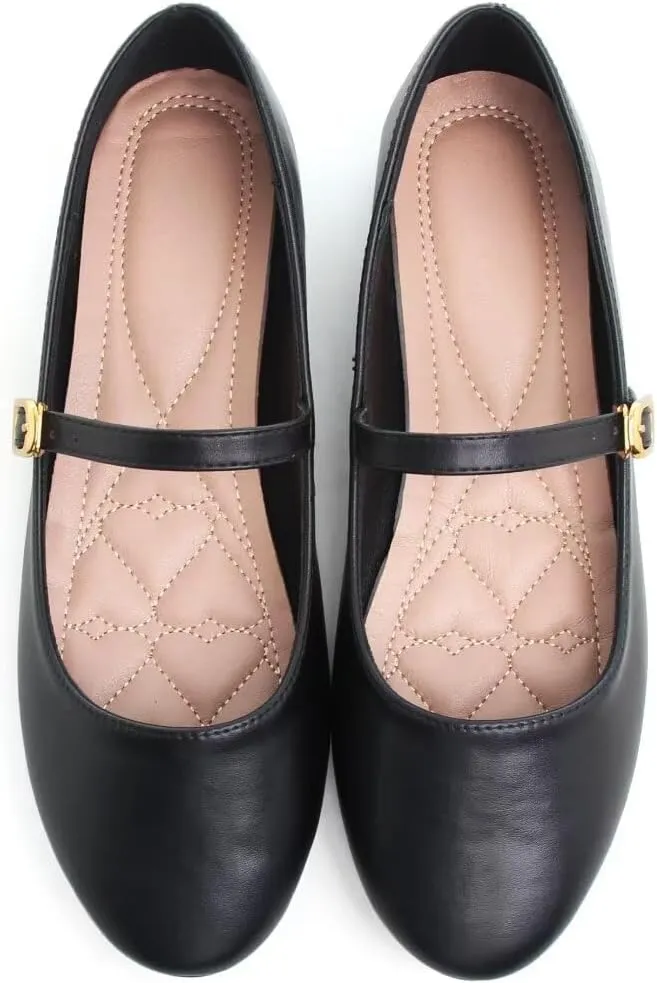 Stunner Women's Mary Jane Flats Fashion Round Toe Ballet Flats Comfortable Ankle Strap Flats Slip On Dress Flats