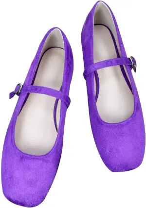 Stunner Womens Mary Jane Flats Round Toe Ballet Flats Stylish Leather Flats One Line Strap Slip On Flat Shoes