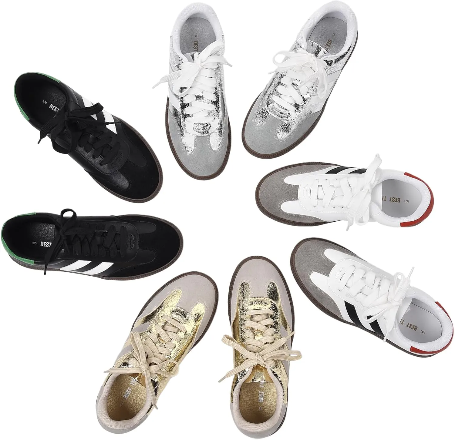 Stylish Fashion Sneakers for Women - Versatile Tennis, Running & Work Shoes, Available in Black, Silver, Gold, and White, Comfortable, Durable & Trendy Footwear for Every Occasion