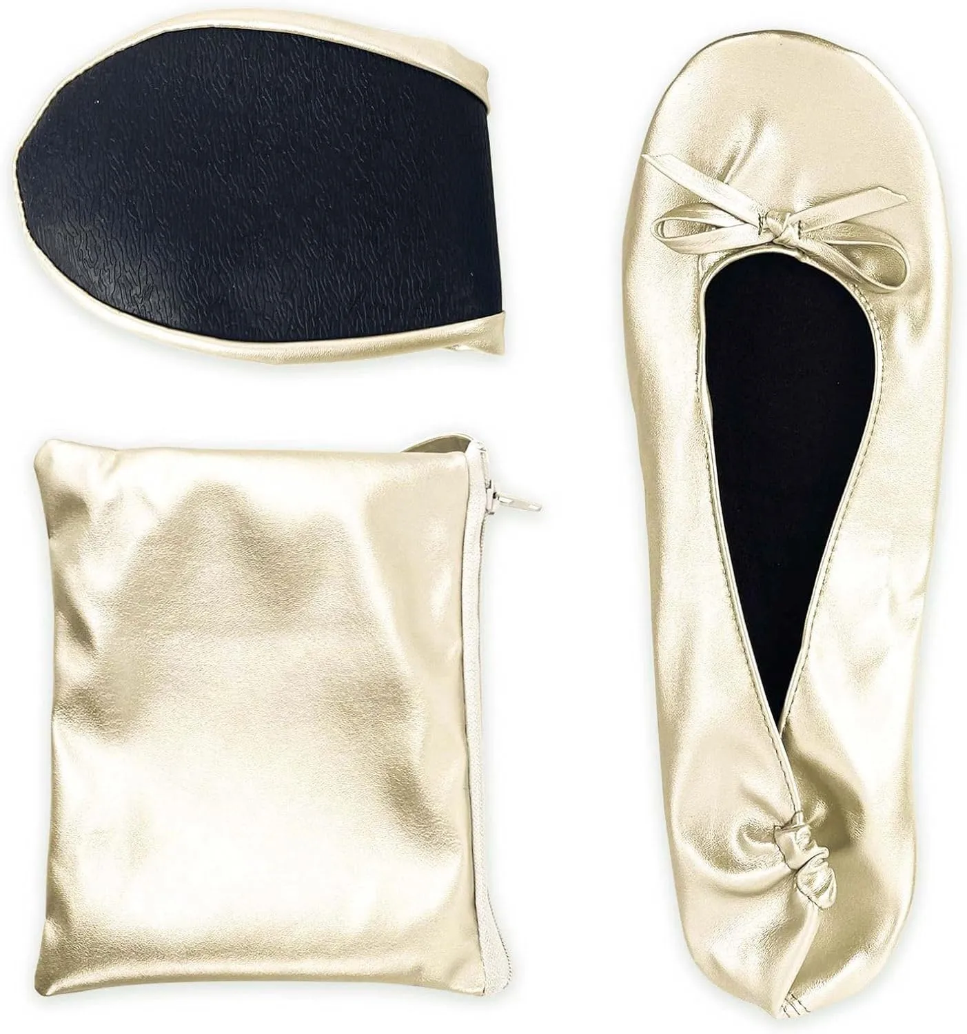 Stylish Foldable Ballet Flats for Women Portable Roll Up Travel Shoes for Wedding Bridesmaid Includes Carrying Pouch