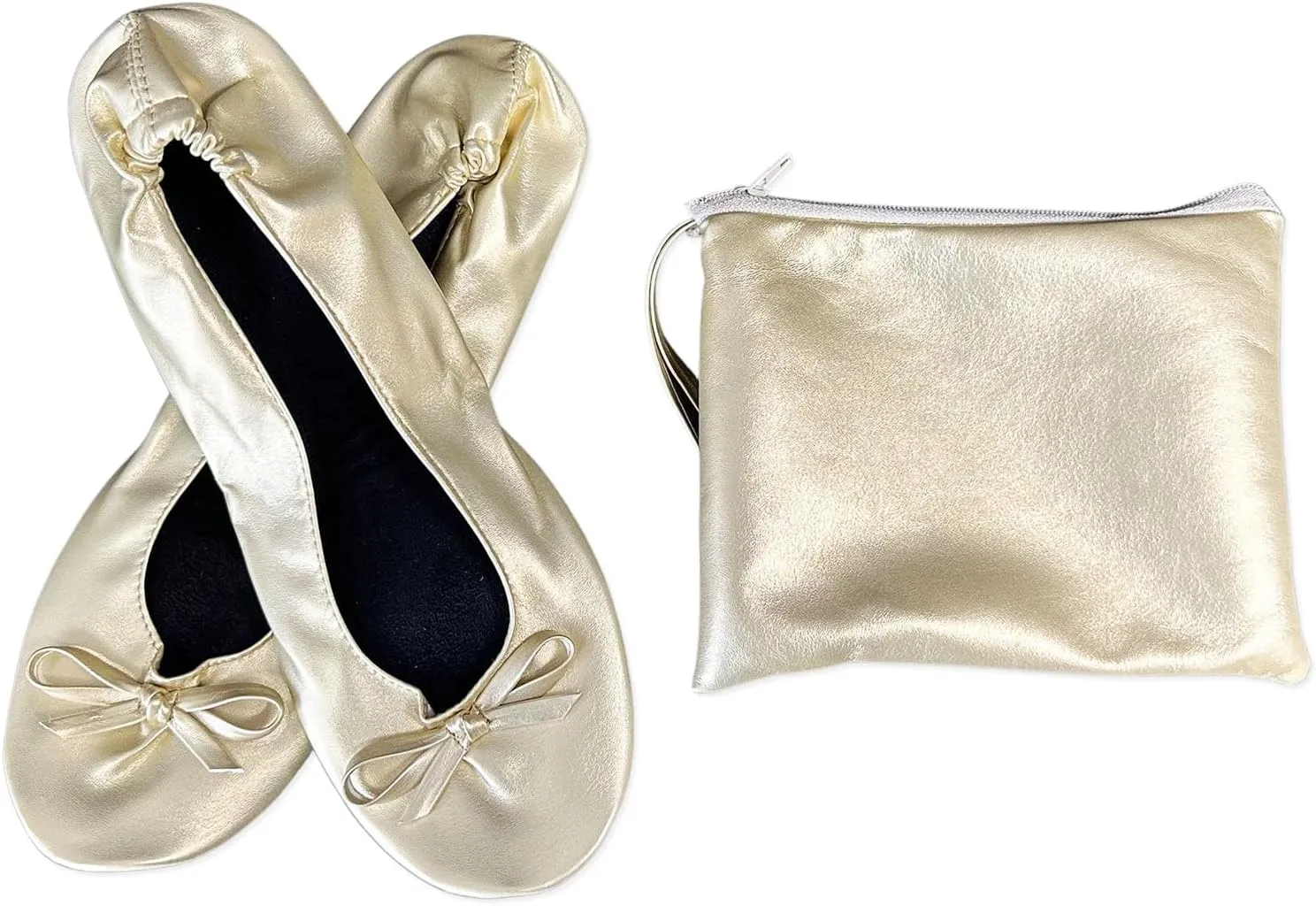 Stylish Foldable Ballet Flats for Women Portable Roll Up Travel Shoes for Wedding Bridesmaid Includes Carrying Pouch
