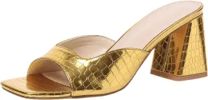 SuanlaTDS Chunky Block Heel Summer Sandals for Women Dressy 2025 Square Open Toe Slip-on Slide Slippers High Heels Dress Shoes Comfortable Casual Heeled Sanddal Mules Backless Pumps