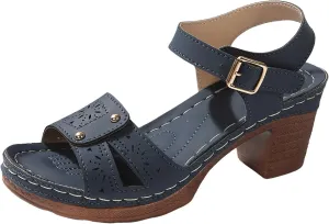 SuanlaTDS Chunky Heels Sandals for Women 2025 Comfortable Arch Support Platform Open Toe Buckle Ankle Strap Mid Block Heel Dressy Summer Wedding Party Daily Wear Work Outdoor Heeled Sandal