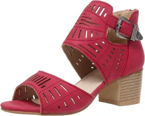 SuanlaTDS Chunky Heels Sandals for Women Cut Out Peep Toe Back Zipper Summer Beach Dressy Party 2025 Block High Heeled Buckle Ankle Strap Platform Daily Wear Outdoor Shoes Gladiator Sandal