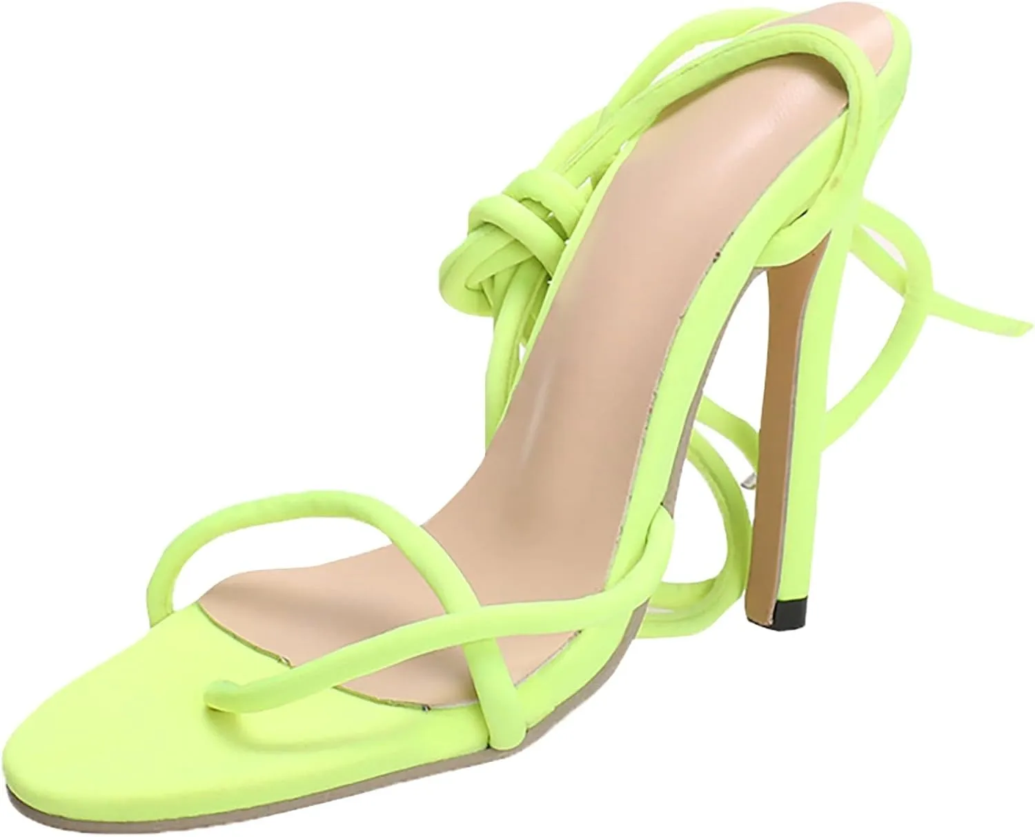 SuanlaTDS High Heels Sandals for Women Dressy Lace Up Ankle Strap Strappy Stiletto Flip Flops 2025 Sexy Open Toe Slingback Summer Casual Daily Wear Prom Wedding Party Sandal Pumps