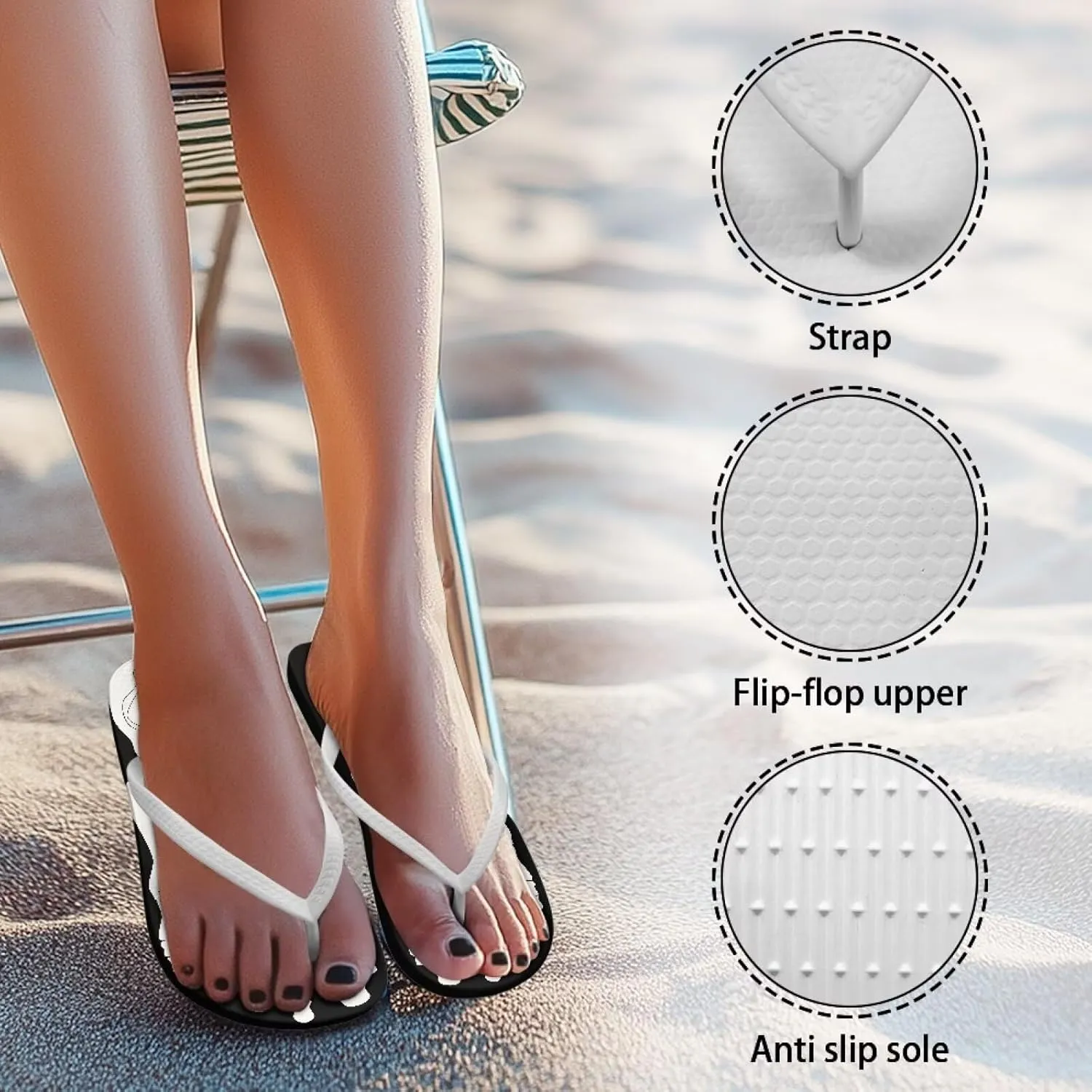 Summer Flip Flops Women Breathable Cool Sandals Lightweight Soft Flop House Fitness Leisure Yoga Shoes Soft Cushioning Soles No Foot Rubbing White Size 5-9