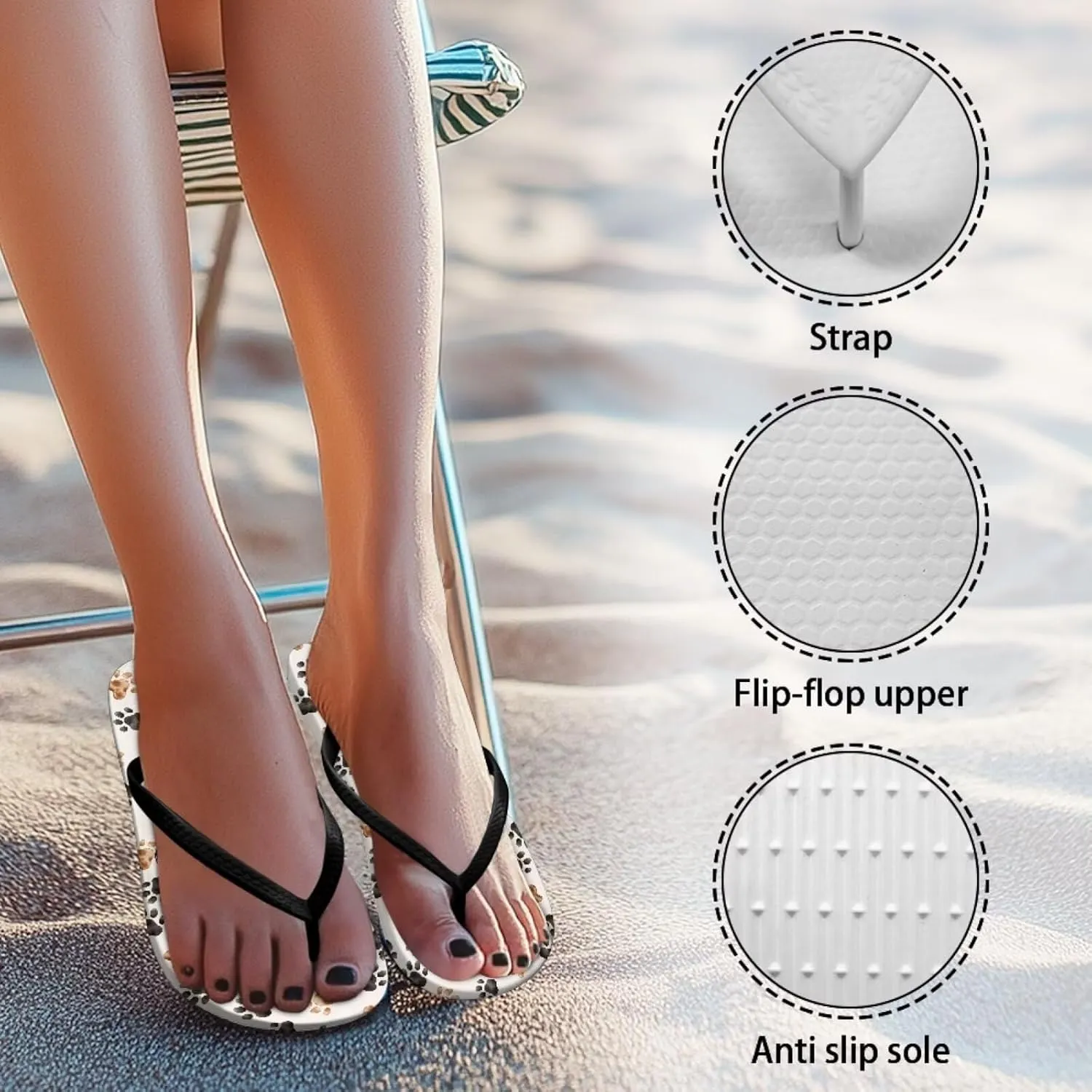 Summer Slides for Women Non Slip EVA Sole Pool Sandals with Shock Resistant Quick-Dry Beach Flip Flops
