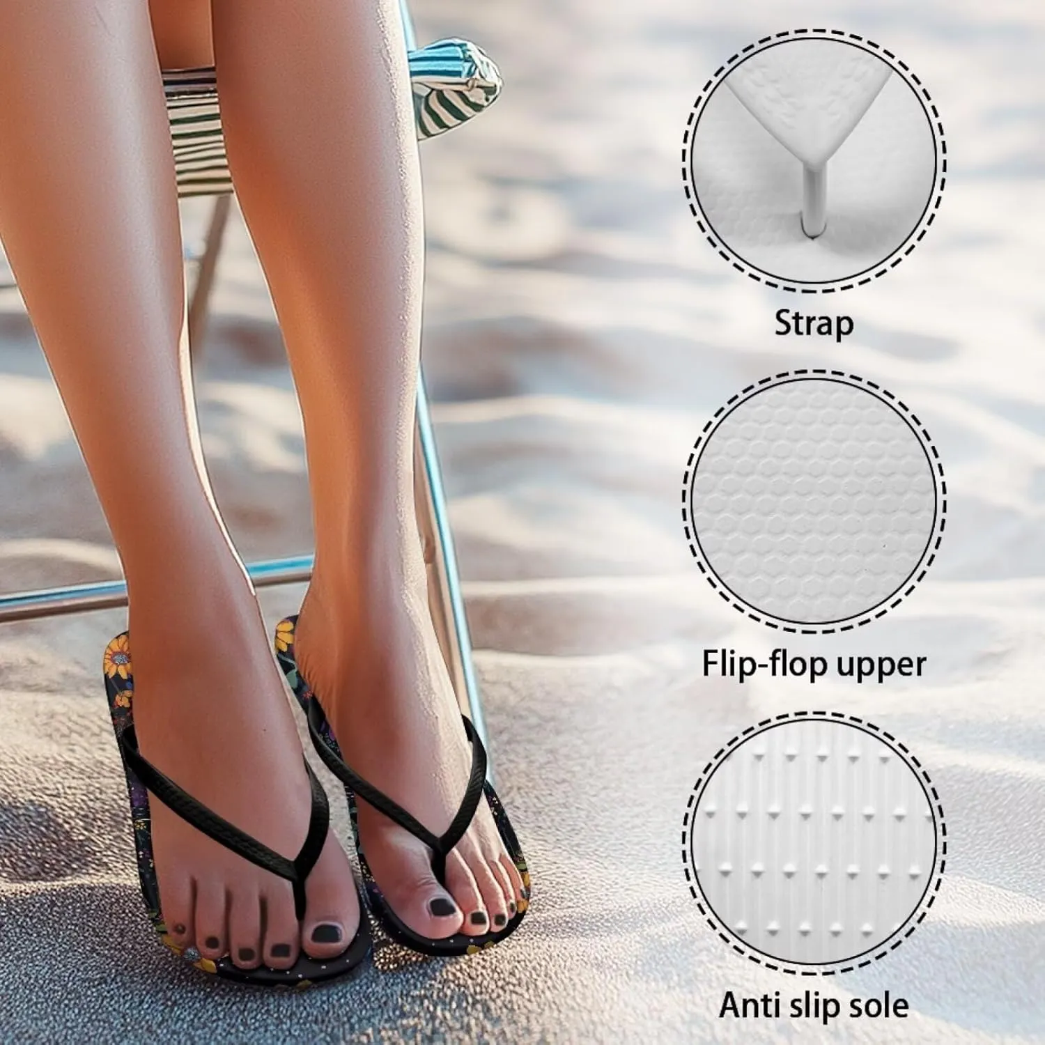 Summer Slides for Women Non Slip EVA Sole Pool Sandals