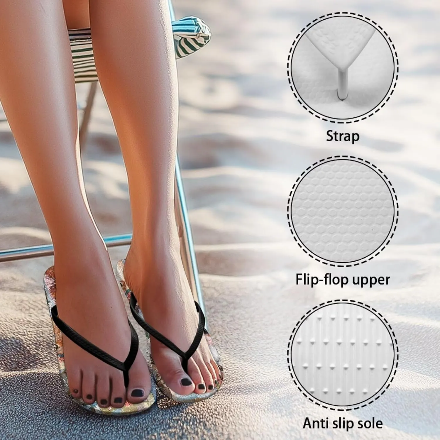 Summer Slides for Women Non Slip EVA Sole Pool Sandals