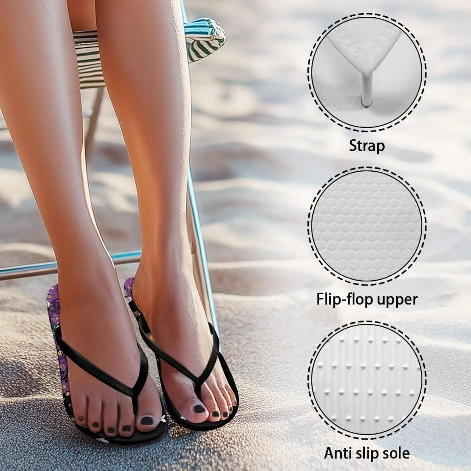 Summer Slides for Women Non Slip EVA Sole Pool Sandals