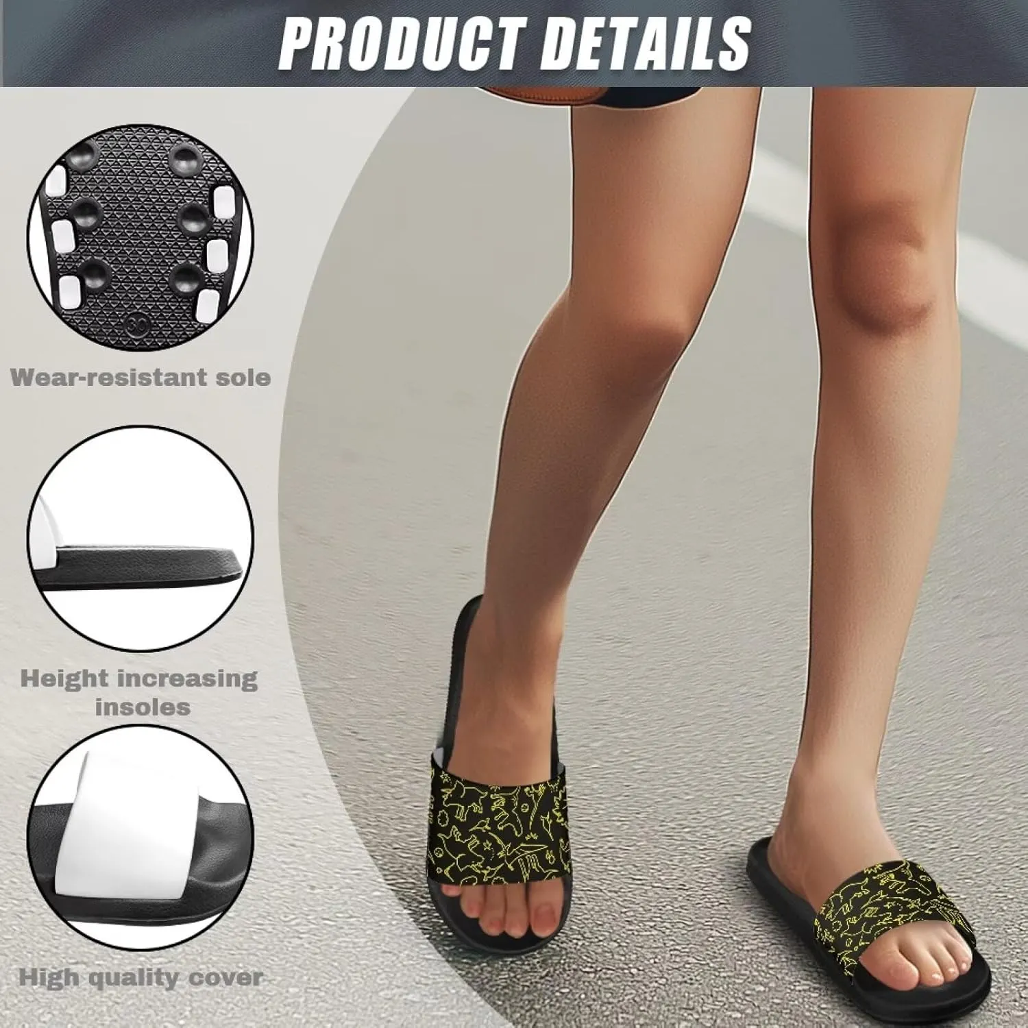Summer Trends Slide Sandals for Women Comfortable Bathroom Shower Non Slip Sandal House Flat Sole Slippers Black Size 5-12.5