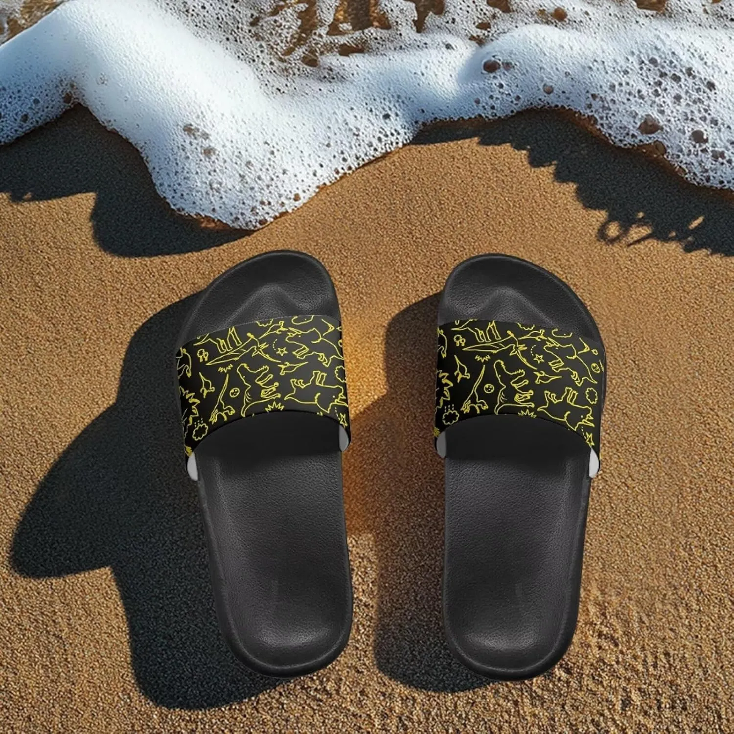 Summer Trends Slide Sandals for Women Comfortable Bathroom Shower Non Slip Sandal House Flat Sole Slippers Black Size 5-12.5