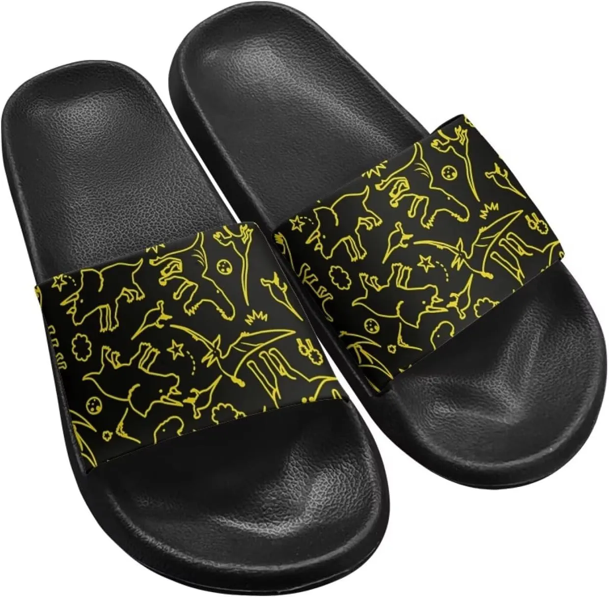 Summer Trends Slide Sandals for Women Comfortable Bathroom Shower Non Slip Sandal House Flat Sole Slippers Black Size 5-12.5