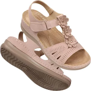 TEMOFON Wedge Sandals for Women Comfortable: Open Toe Sandals with Low Wedges - Dressy Summer Casual Sandals - Flat Comfy Walking Sandals