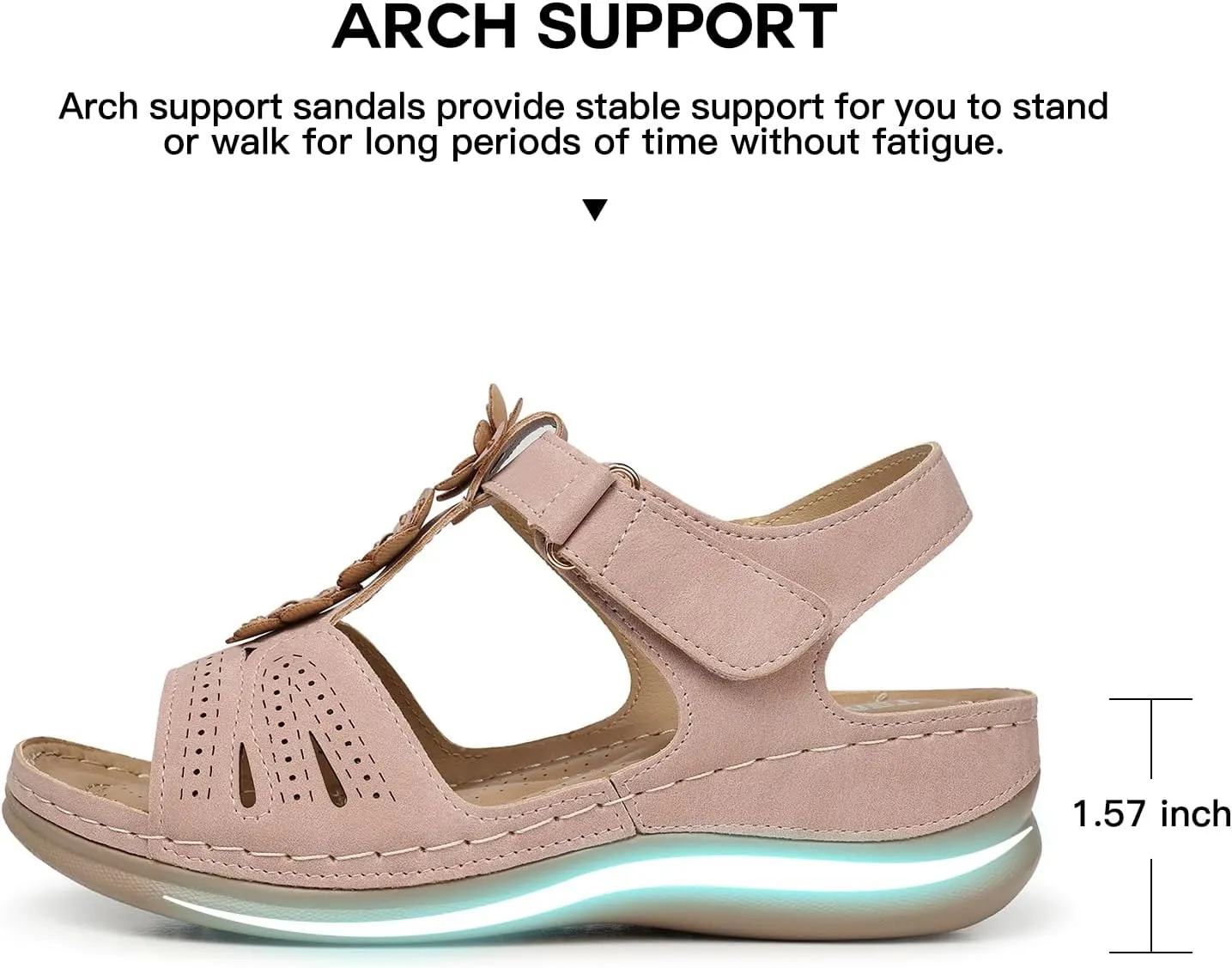TEMOFON Wedge Sandals for Women Comfortable: Open Toe Sandals with Low Wedges - Dressy Summer Casual Sandals - Flat Comfy Walking Sandals