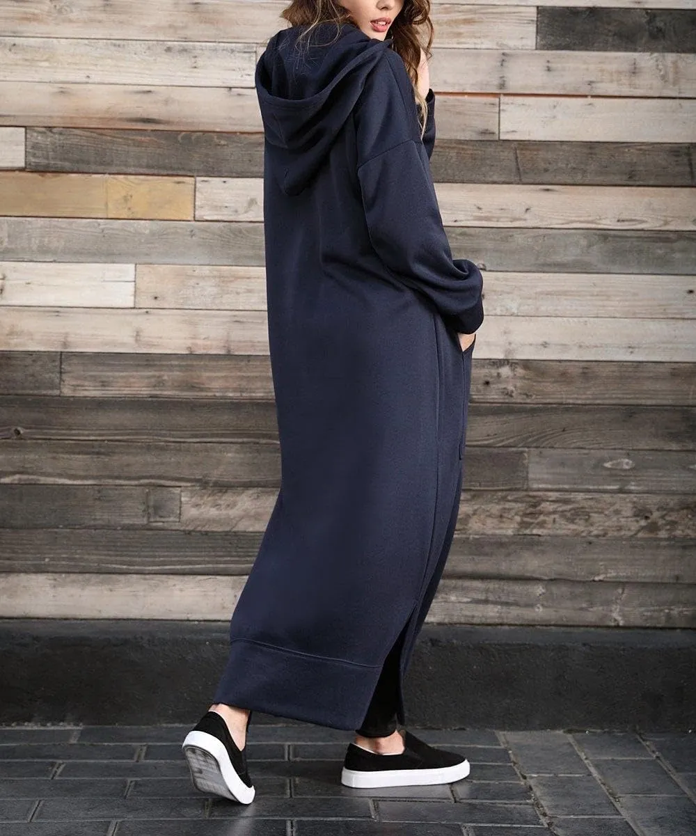 TIAFORD Women's Casual Plush Pullover Oversized Sweatshirt for Women Long Sleeve Drawstring Hoodie Maxi Dress with Pocket