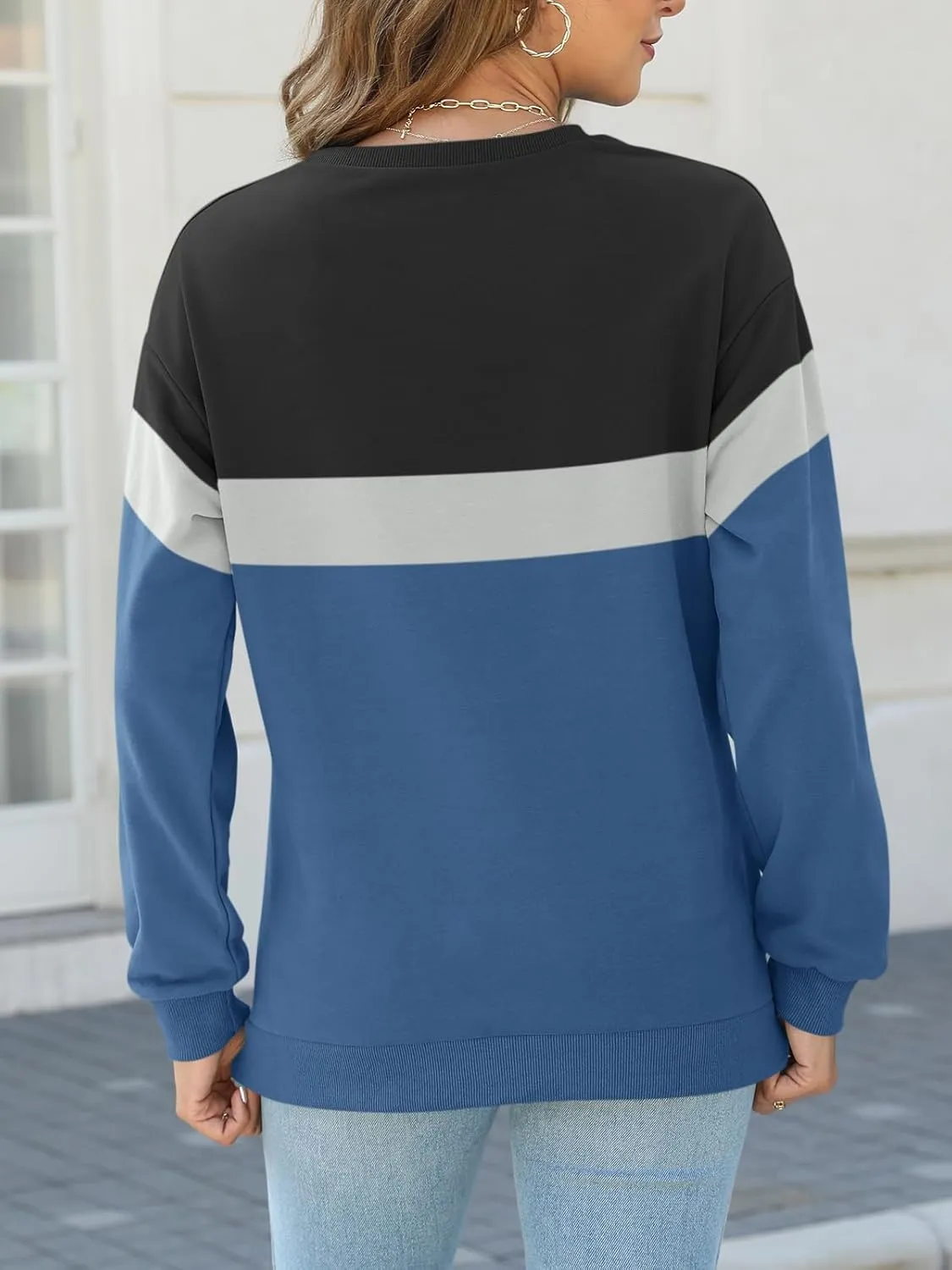 TICTICMIMI Women's Long Sleeve Tops Casual Color Block/Solid Cute Crewneck Sweatshirts Pullover Fall Shirts