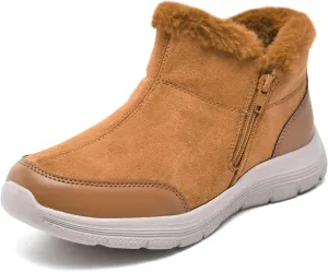 TIOSEBON Women's Winter Ankle Fur Lined Boots Anti-Slip On Resistant Booties Shoes