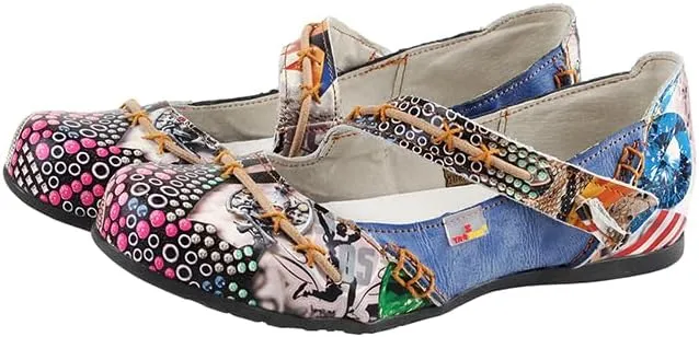 TMA EYES Multicolor Stitching Flat Soft Sole Unique Walking Style Women Shoes