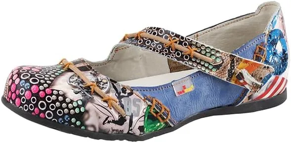 TMA EYES Multicolor Stitching Flat Soft Sole Unique Walking Style Women Shoes