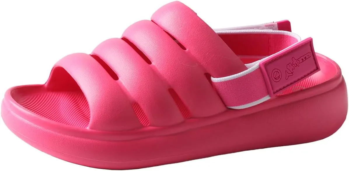 TMA EYES Women's Solid Colo Slip on Sandals Fashion Comfort Adjustable Flat Slippers