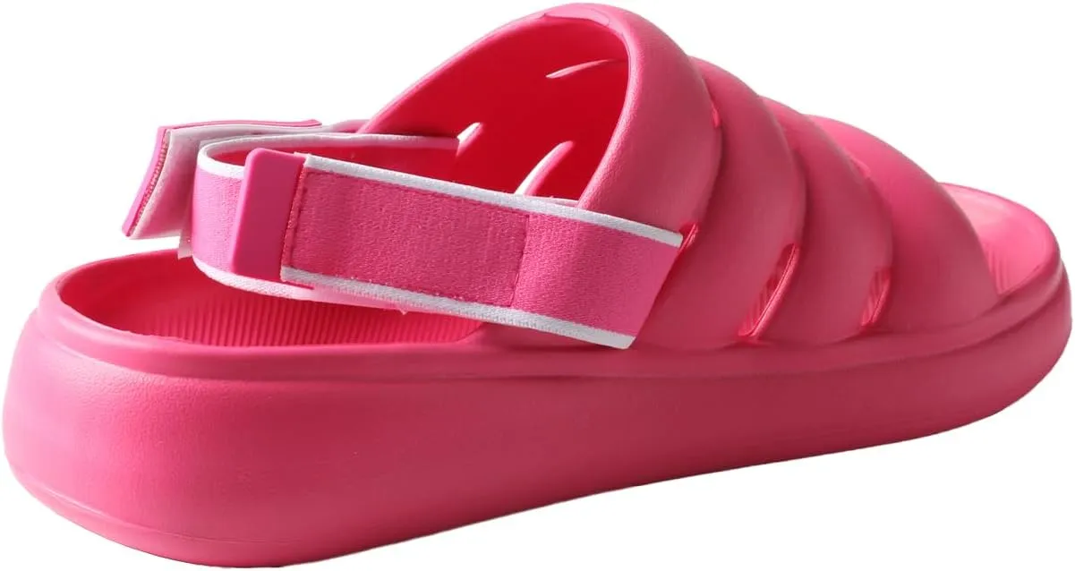 TMA EYES Women's Solid Colo Slip on Sandals Fashion Comfort Adjustable Flat Slippers