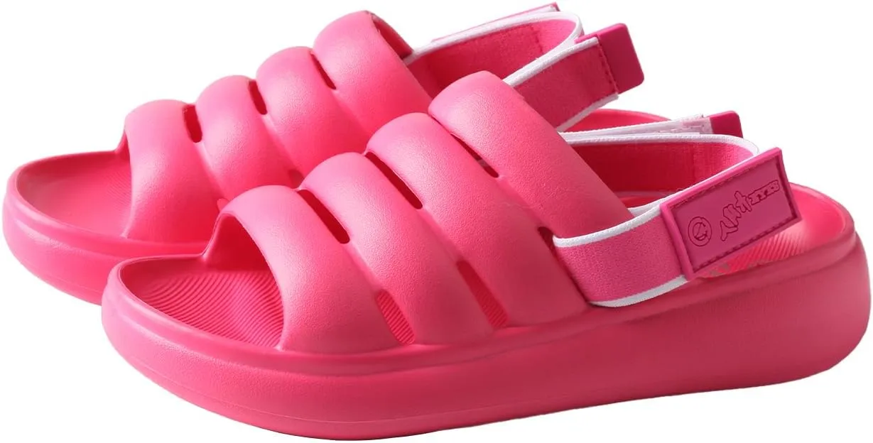 TMA EYES Women's Solid Colo Slip on Sandals Fashion Comfort Adjustable Flat Slippers