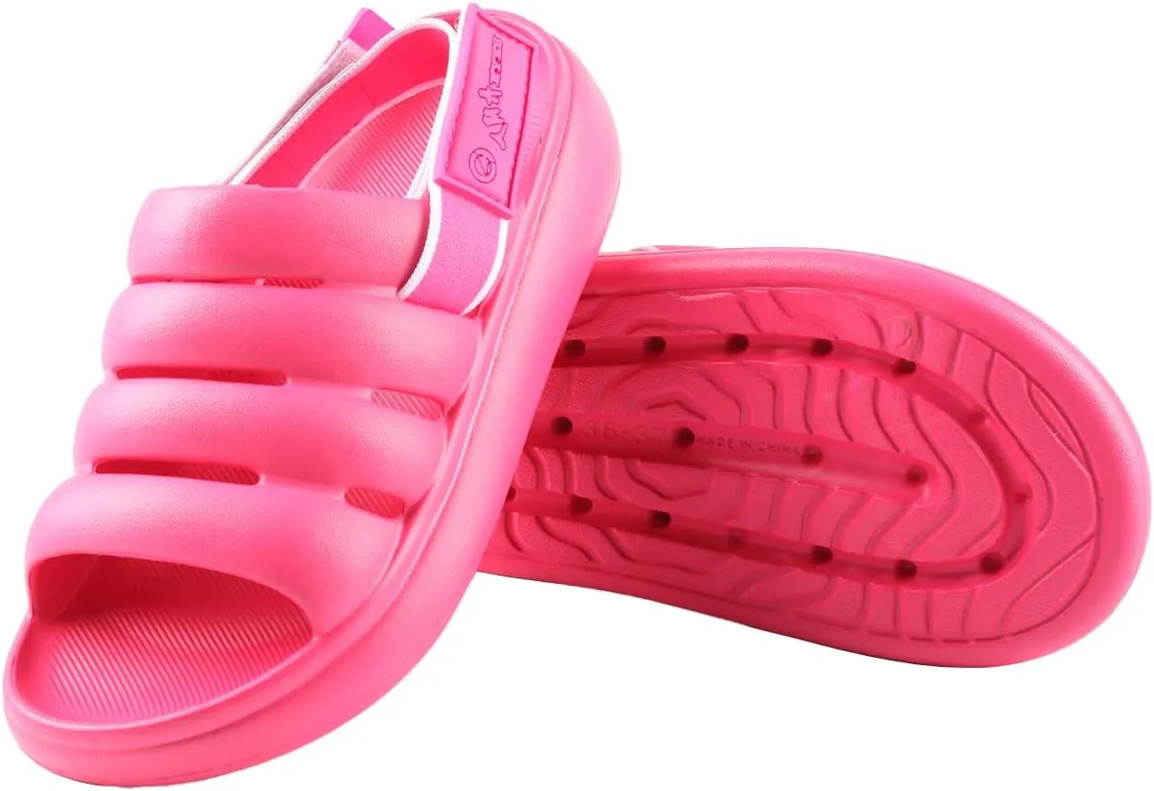 TMA EYES Women's Solid Colo Slip on Sandals Fashion Comfort Adjustable Flat Slippers