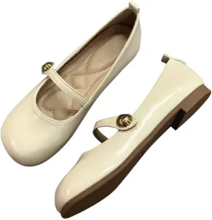 TN TANGNEST Leather Flats for Women Comfortable Round Toe Slip On Ballet Flats Retro Dress Mary Jane Flats