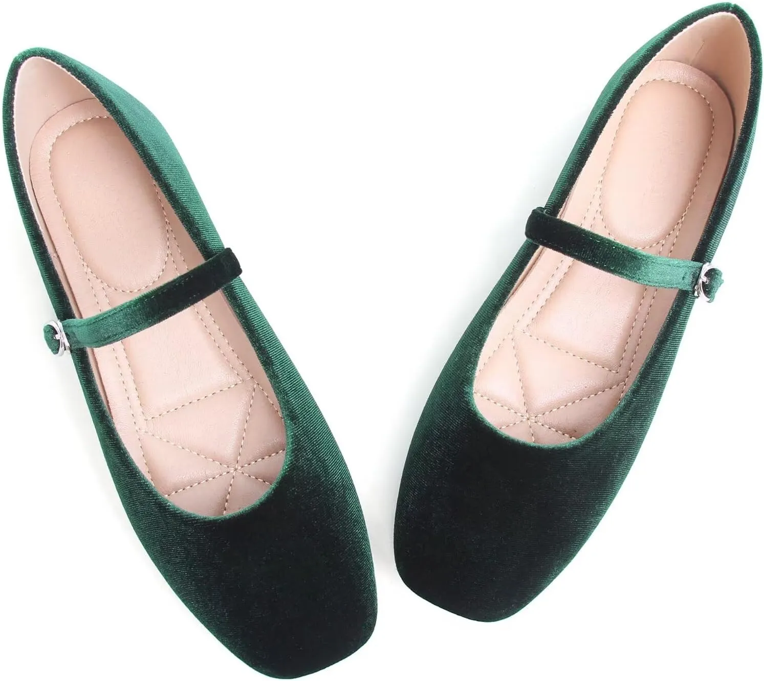 TN TANGNEST Leather Flats for Women Comfortable Square Toe Slip On Flats Soft Work Flats Retro Mary Jane Flats