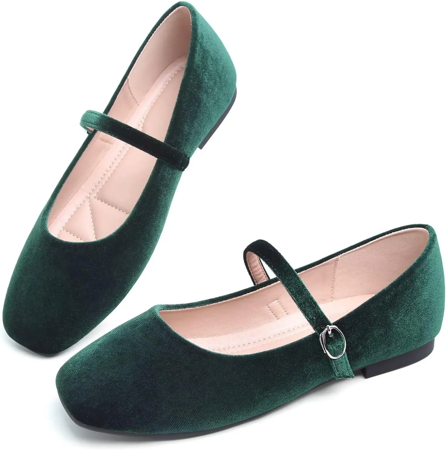TN TANGNEST Leather Flats for Women Comfortable Square Toe Slip On Flats Soft Work Flats Retro Mary Jane Flats