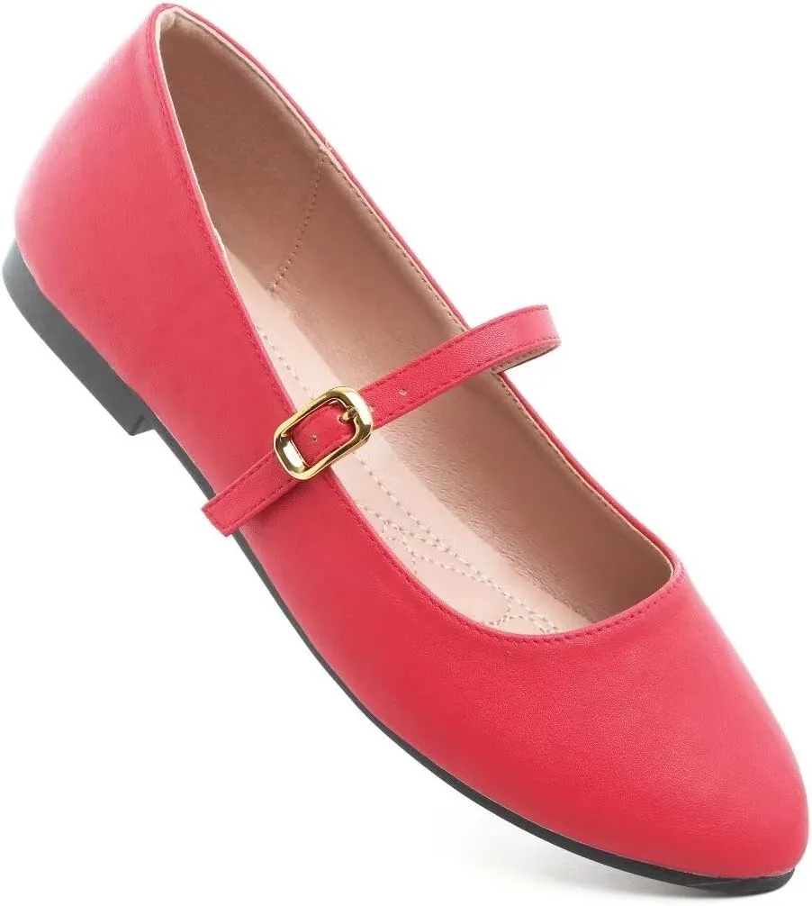 TN TANGNEST Leather Flats for Women Comfortable Square Toe Slip On Flats Soft Work Flats Retro Mary Jane Flats