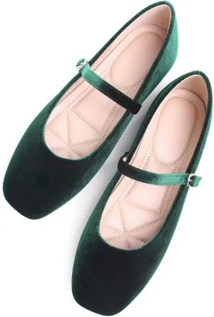 TN TANGNEST Leather Flats for Women Comfortable Square Toe Slip On Flats Soft Work Flats Retro Mary Jane Flats