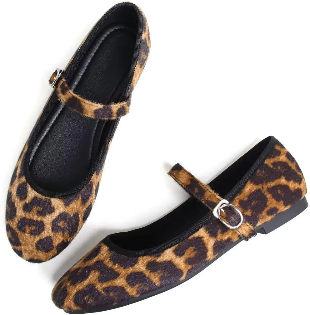 TN TANGNEST Leather Flats for Women Comfortable Square Toe Slip On Flats Soft Work Flats Retro Mary Jane Flats