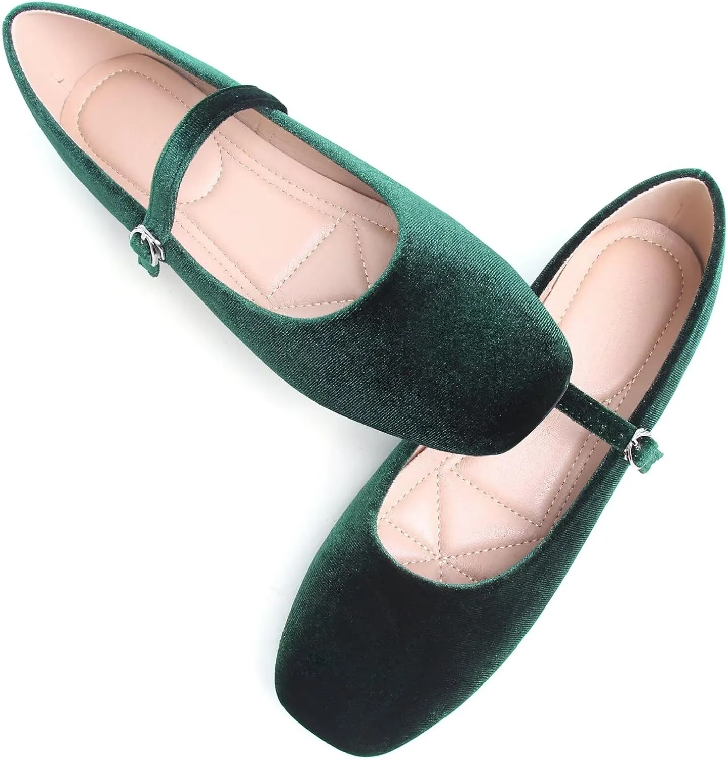 TN TANGNEST Leather Flats for Women Comfortable Square Toe Slip On Flats Soft Work Flats Retro Mary Jane Flats
