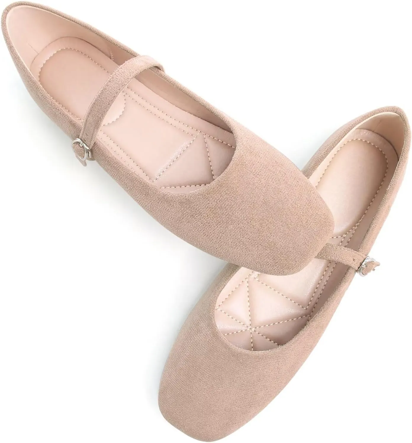 TN TANGNEST Leather Flats for Women Comfortable Square Toe Slip On Flats Soft Work Flats Retro Mary Jane Flats