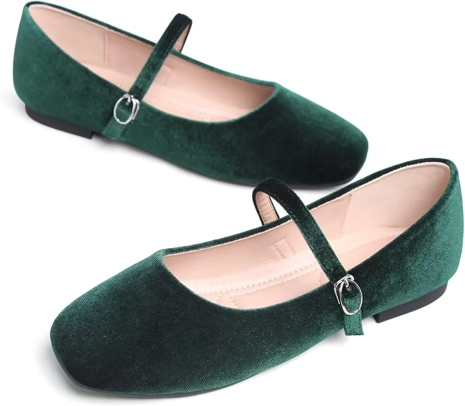 TN TANGNEST Leather Flats for Women Comfortable Square Toe Slip On Flats Soft Work Flats Retro Mary Jane Flats