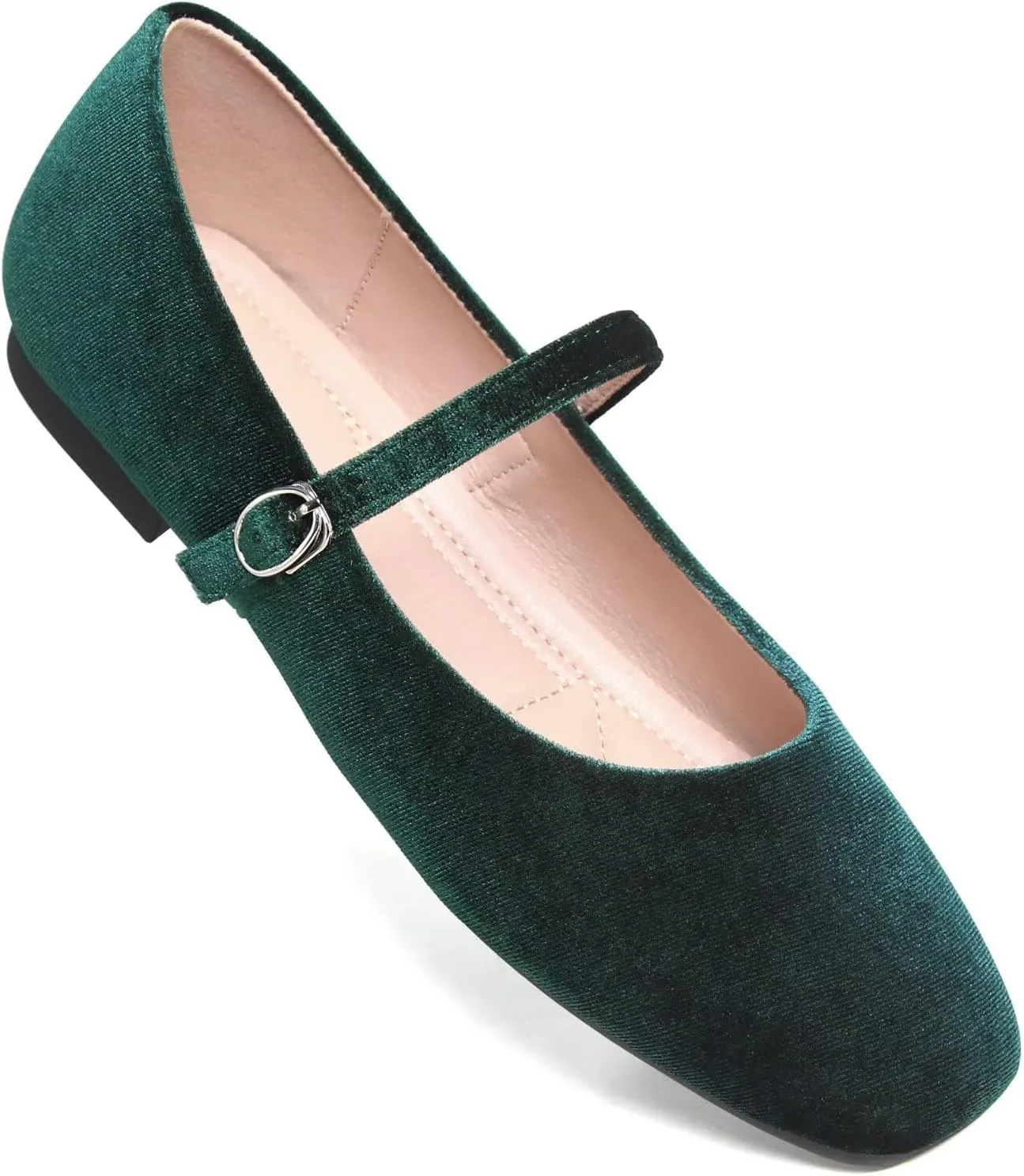 TN TANGNEST Leather Flats for Women Comfortable Square Toe Slip On Flats Soft Work Flats Retro Mary Jane Flats