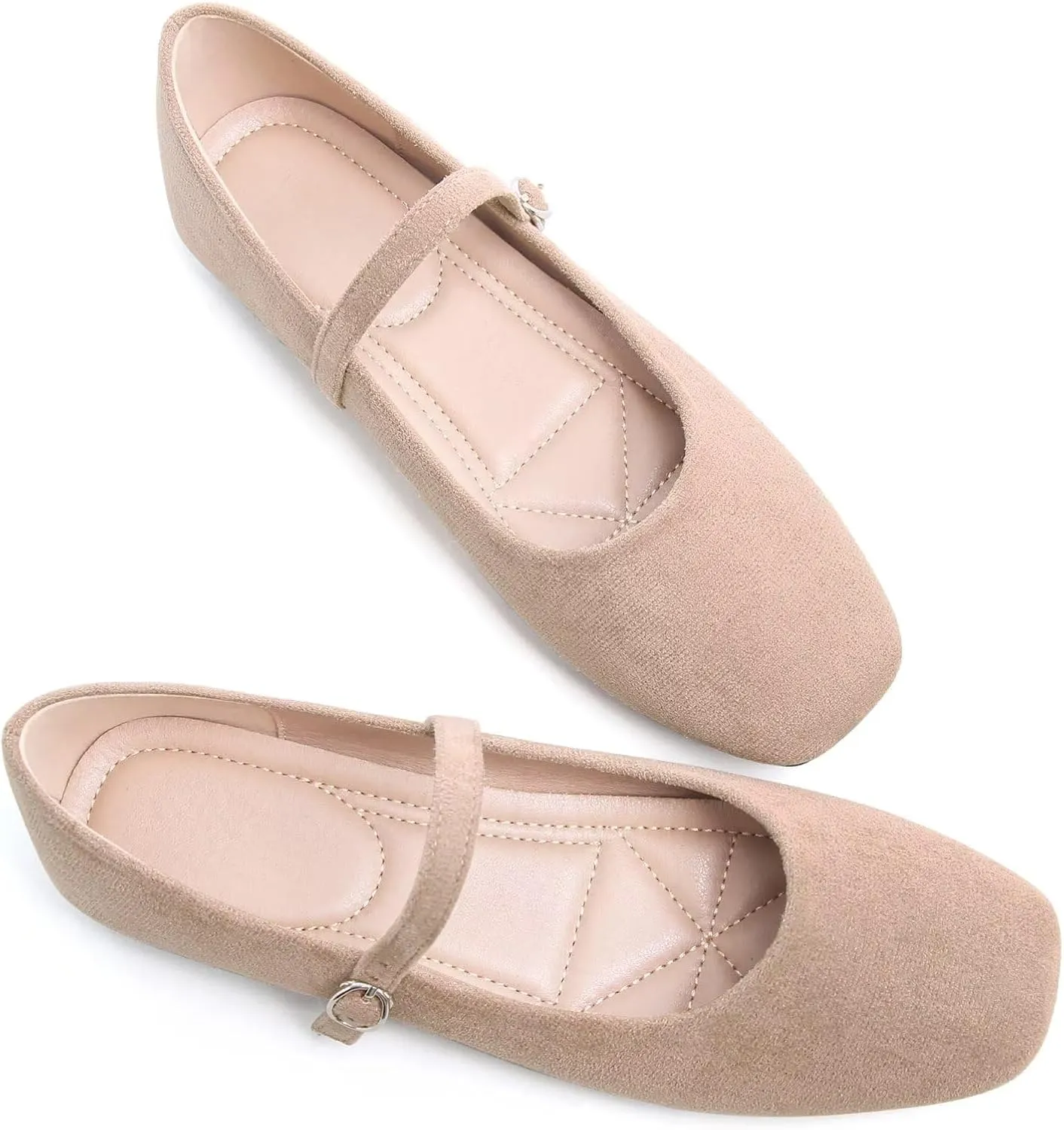 TN TANGNEST Leather Flats for Women Comfortable Square Toe Slip On Flats Soft Work Flats Retro Mary Jane Flats