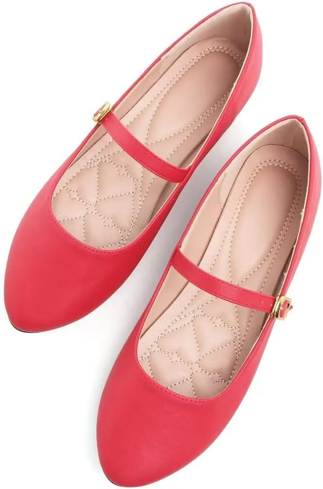 TN TANGNEST Leather Flats for Women Comfortable Square Toe Slip On Flats Soft Work Flats Retro Mary Jane Flats