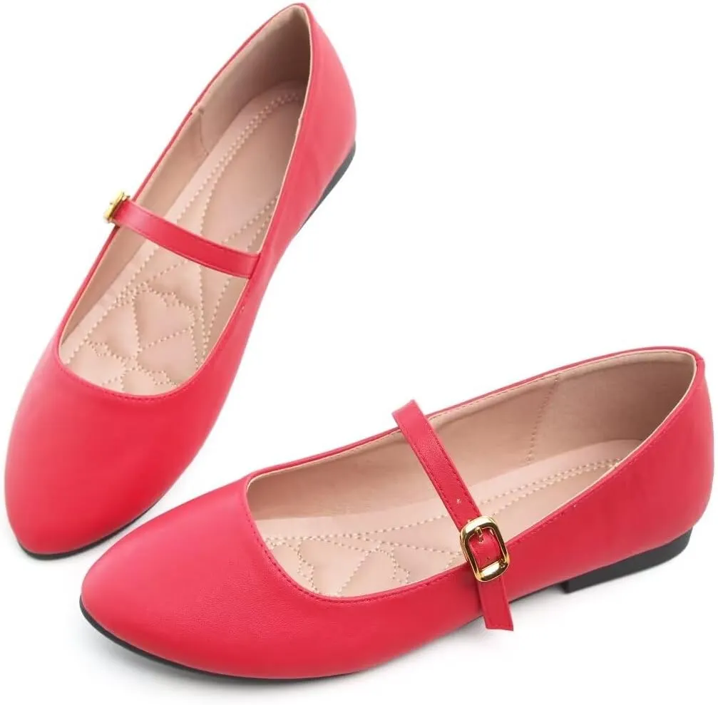 TN TANGNEST Leather Flats for Women Comfortable Square Toe Slip On Flats Soft Work Flats Retro Mary Jane Flats