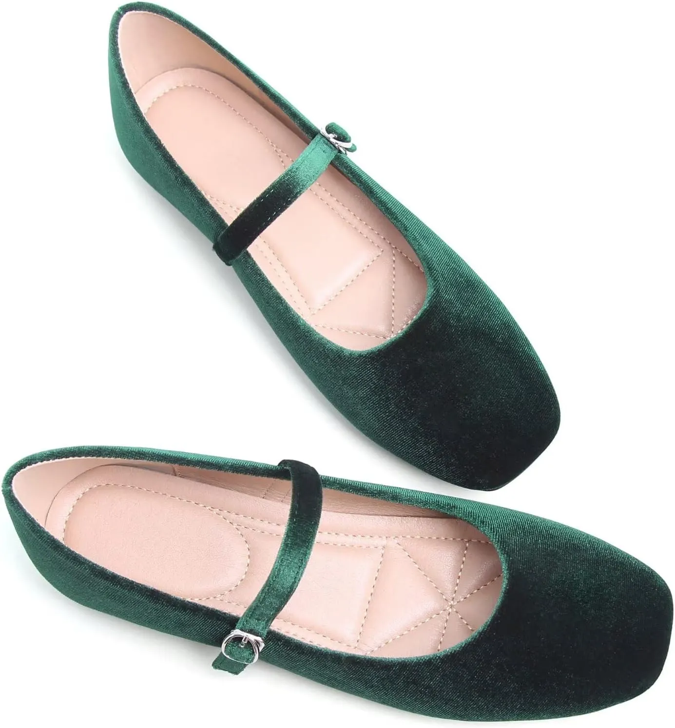 TN TANGNEST Leather Flats for Women Comfortable Square Toe Slip On Flats Soft Work Flats Retro Mary Jane Flats