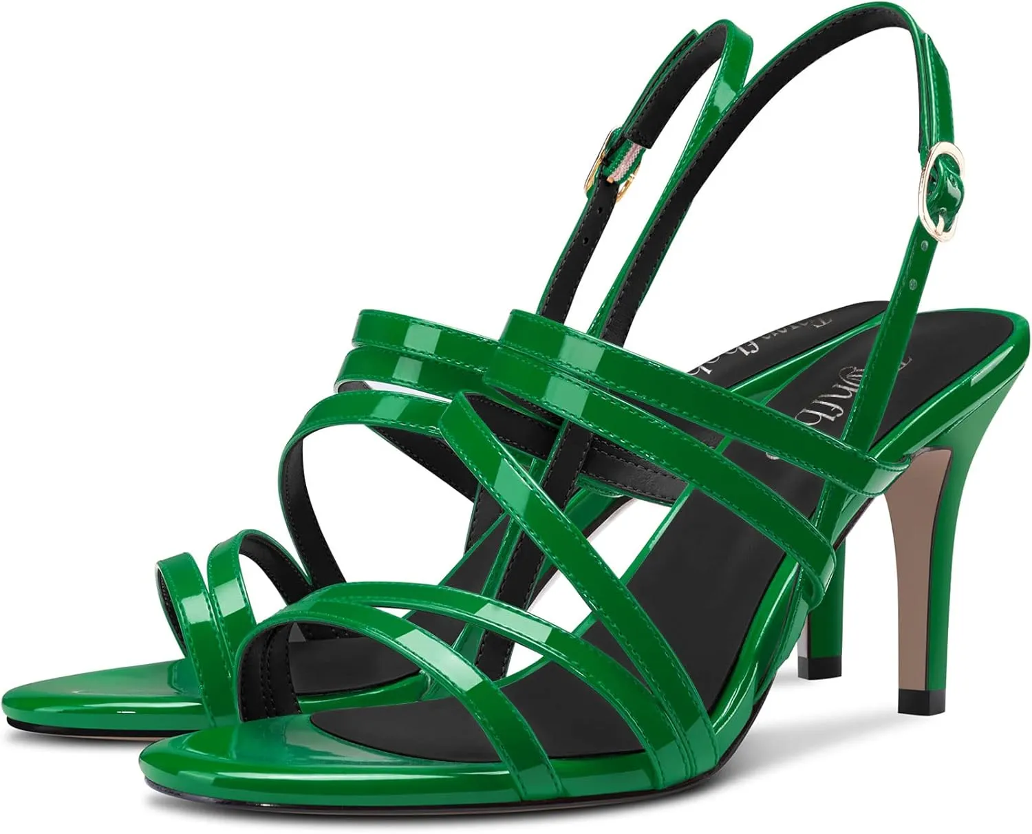 TNYNFBEB Women Mid Heel Peep Open Toe Sandals Ankle Strap Cross-Strap Buckle Prom Party Basic Classic 3.2 Inches Heels