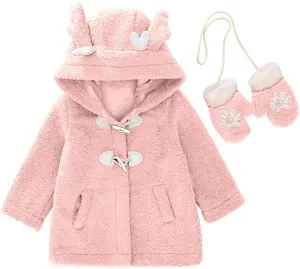 ToddlBy Baby Girl's Toddler Kids Fall Winter Coat Jacket Outerwear Ears Hood Hoodie Warm Winter (Pink, 18-24 Months) a257