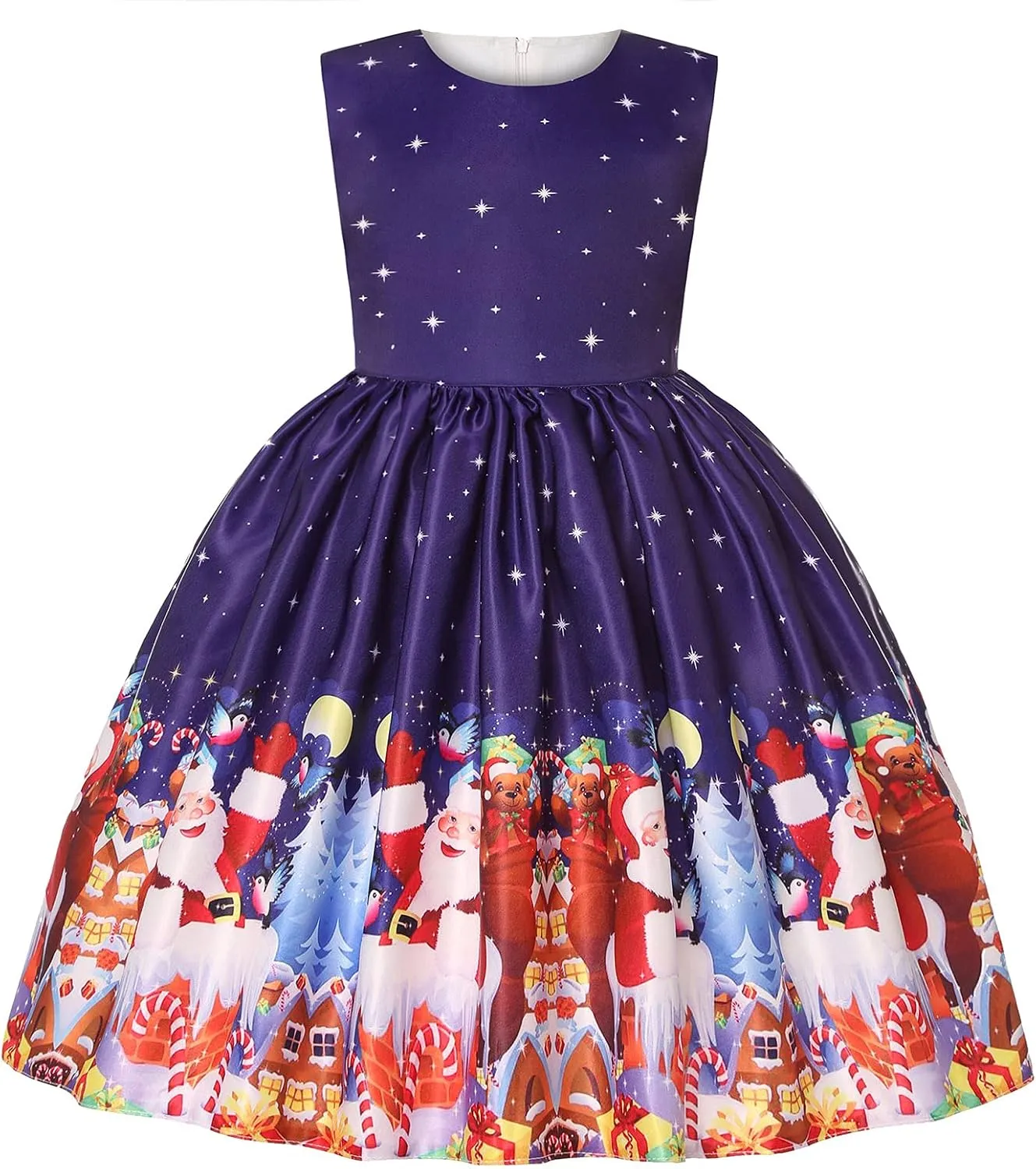 ToddlBy Girls Sleeveless Christmas Dress Santa Snowman Christmas Party Pageant Prom Formal Gowns Toddler Xmas