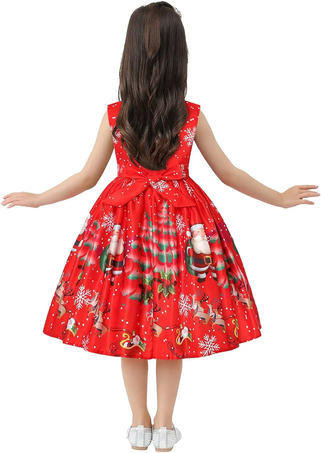 ToddlBy Girls Sleeveless Christmas Dress Santa Snowman Christmas Party Pageant Prom Formal Gowns Toddler Xmas