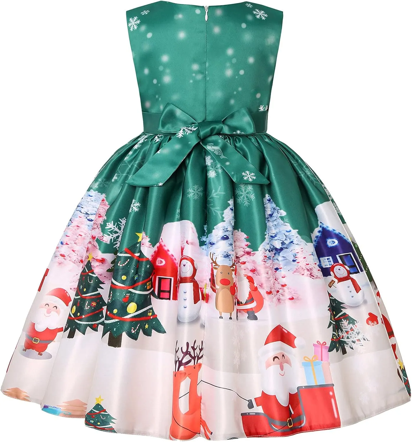 ToddlBy Girls Sleeveless Christmas Dress Santa Snowman Christmas Party Pageant Prom Formal Gowns Toddler Xmas